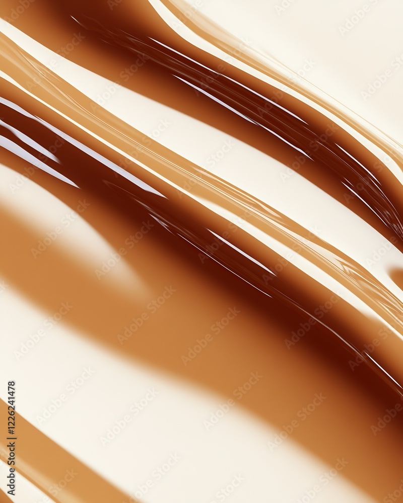 Poster elegant abstract chocolate and cream flowing layers with rich glossy texture : generative ai