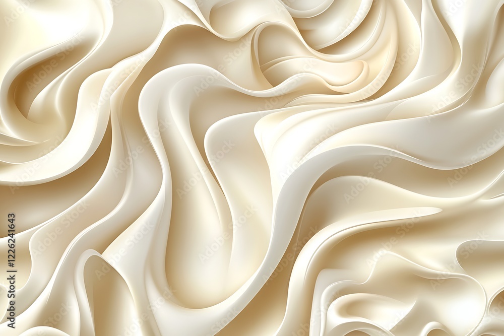 Aufkleber Soft Flowing Silk Texture in Elegant Cream Tones for Luxurious Decor : Generative AI