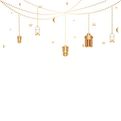 Ramadan Kareem Celebration with Crescent Moon and Lanterns