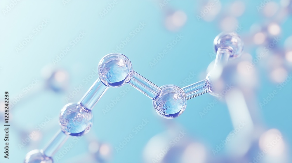 Poster crystal clear molecular structure with blue background symbolizing innovation : generative ai