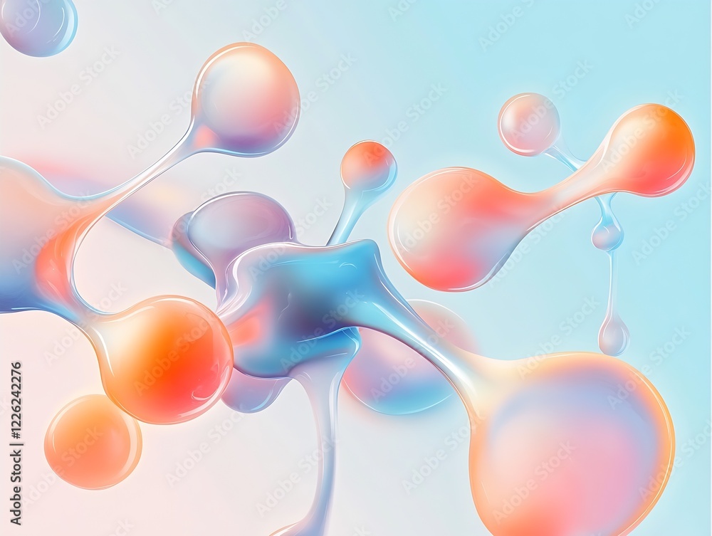 Poster vibrant abstract fluid shapes in pastel colors for modern backgrounds : generative ai