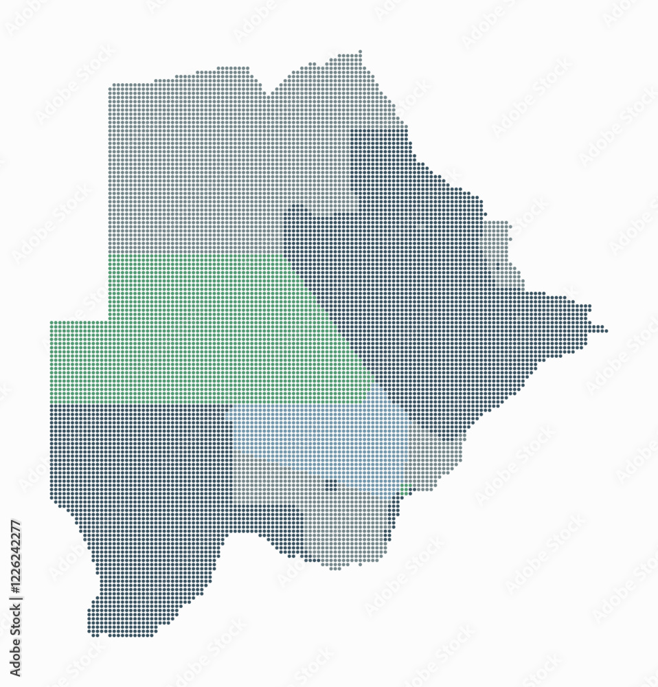 Poster botswana dotted map. digital style map of the country on white background. botswana shape with circl