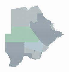 Botswana dotted map. Digital style map of the country on white background. Botswana shape with circle dots. Colored dots style. Small size circles. Awesome vector illustration.