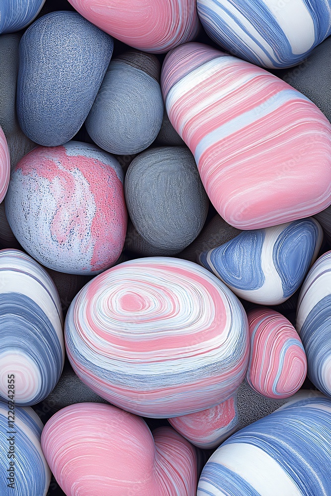 Poster exquisite quietude of pastel painted stones in harmonious composition and soft color blends : genera