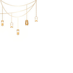 Ramadan Kareem Celebration with Crescent Moon and Lanterns