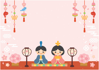 ひな祭りのかわいいフレームイラスト