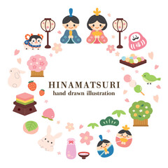 ひな祭りの丸フレーム