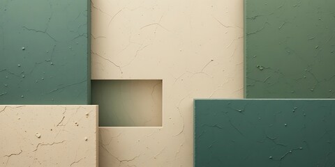 Abstract Beige And Green Textured Blocks Design