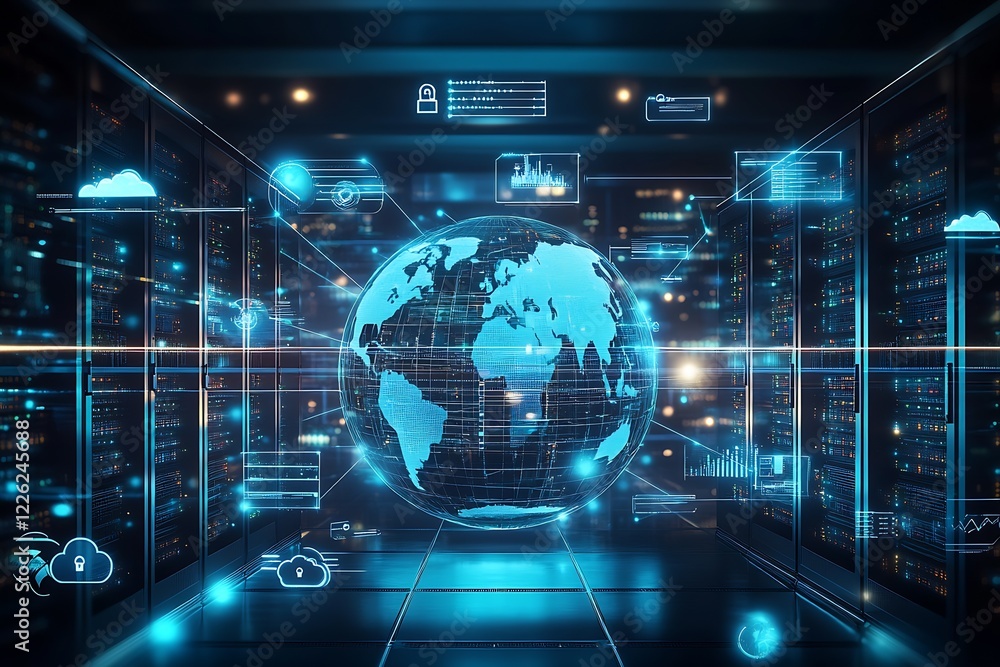 Poster Advanced Data Processing and Artificial Intelligence in a Server Room with Global Map : Generative AI