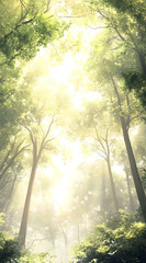 Fototapeta premium A beautiful forest scene with tall trees