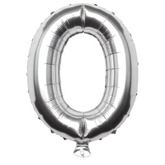 Obraz premium Silver Number 0 Balloon _ Foil Balloon Zero _ Birthday Party Decor