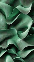 Obraz premium Abstract Emerald Green Waves Serene and Luxurious Fabric Texture
