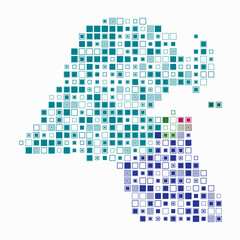 Kuwait, shape of the country build of colored cells. Digital style map of the Kuwait on white background. Large size square blocks. Vibrant vector illustration.