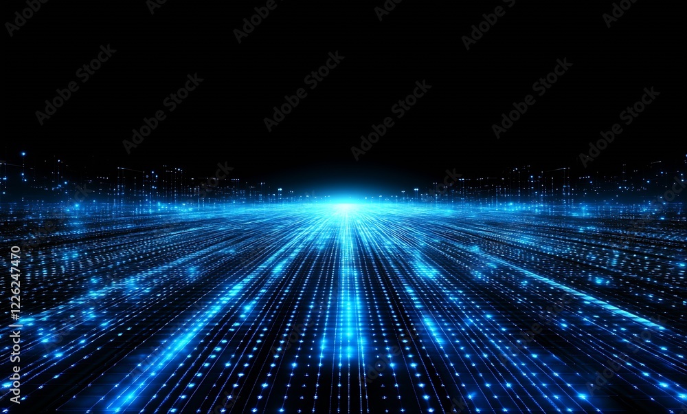 Poster Advanced Digital Blue Lightscape Representing Future Technology Networks : Generative AI