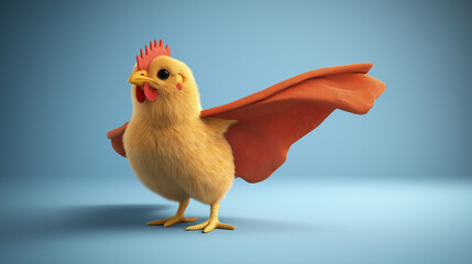Obraz premium Superhero Chicken with Orange Cape anthropomorphic Animal