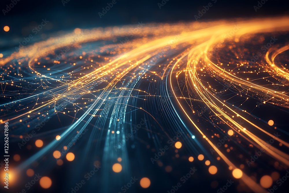 Poster Illuminated Digital Pathways with Glowing Lines in a Futuristic Technology Spectrum : Generative AI