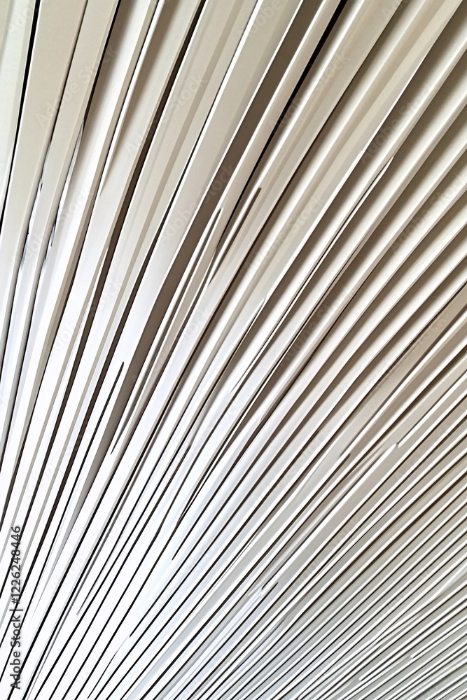 Aufkleber White geometric striped pattern converging in an abstract image, creating a vanishing point