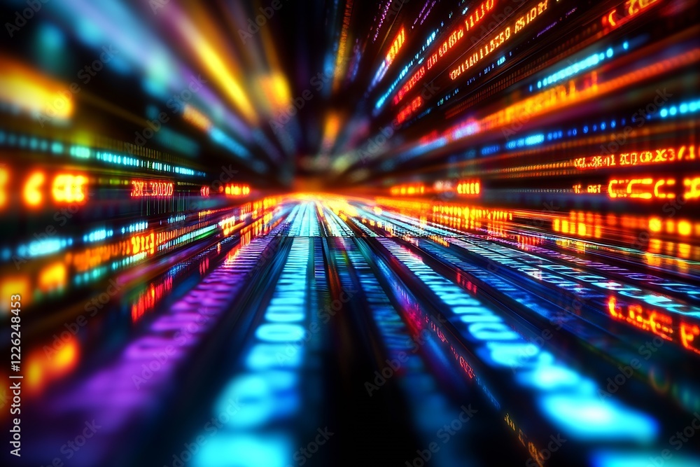 Aufkleber colorful blurred digital highway illustrating fast cyber data movement : generative ai