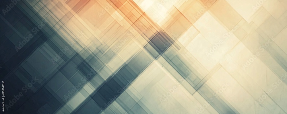 Poster Translucent squares in abstract geometric pattern creating a three-dimensional illusion