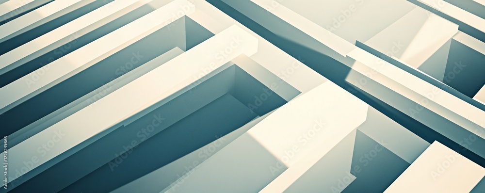 Poster Geometric shapes creating an abstract background forming a maze