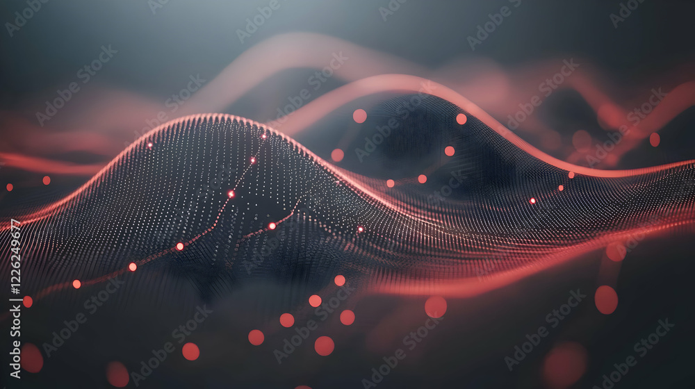 Poster red data wave abstract background