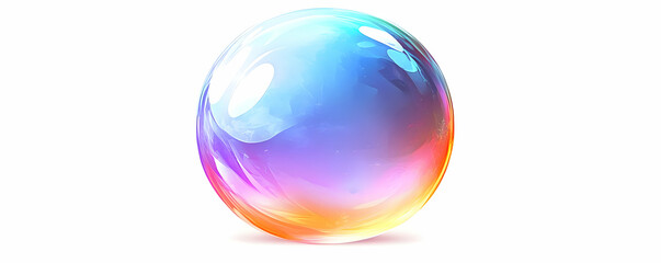 Iridescent sphere on white; digital art