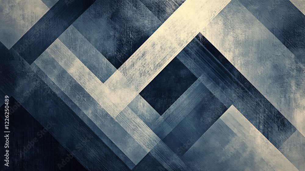 Poster Geometric shapes formed by intersecting lines, creating a textured, grunge effect in an abstract background