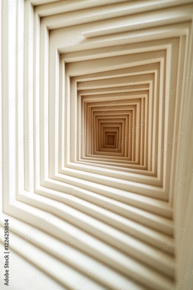 Fototapete Abstract architecture background of a white tunnel creating a perspective illusion