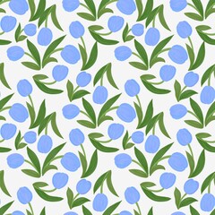 seamless colorful tulip pattern for fabric with white background