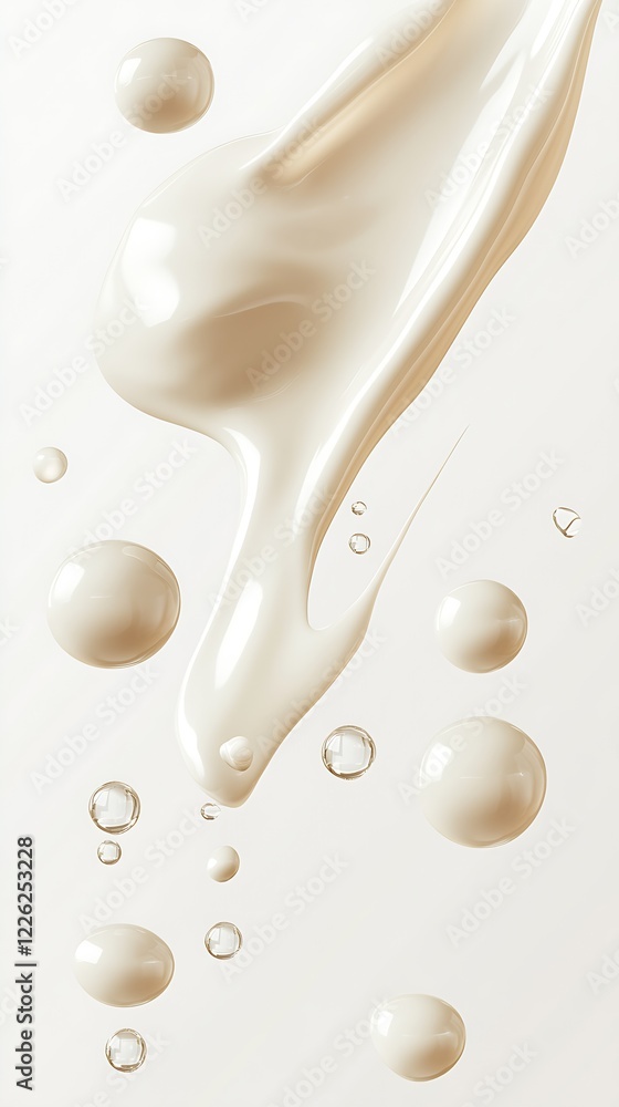 Poster Artistic Creamy Liquid Droplets in Motion with Smooth Texture : Generative AI