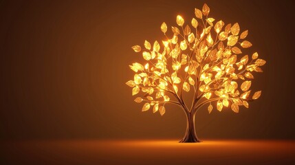 Illuminated decorative tree with glowing leaves