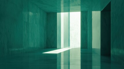 Teal Room Sunlight Illuminates Modern Architecture
