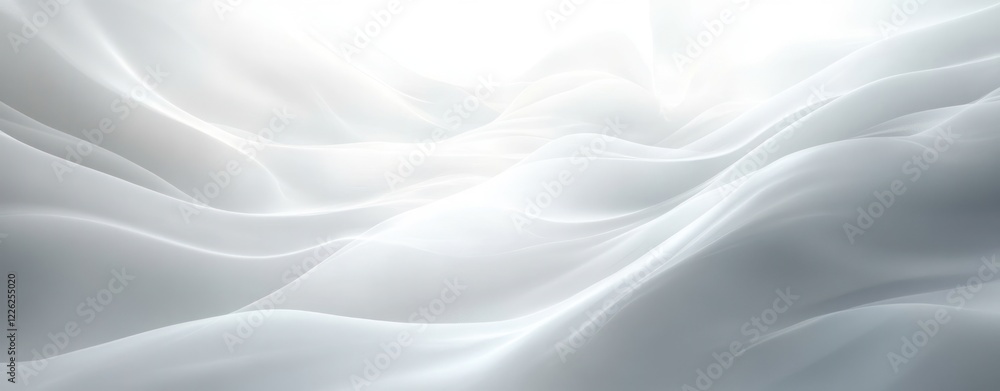 Poster abstract white waves soft flowing curves minimalistic design cool lighting ethereal atmosphere high 