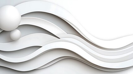 Abstract white waves and spheres background.