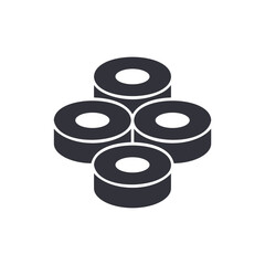 Japanese sushi solid icons, minimalist vector illustration ,simple transparent graphic element .Isolated on white background