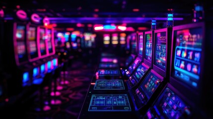 Obraz premium Casino slot machines night lights gaming entertainment