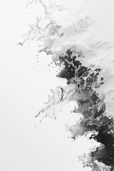 Abstract Black And White Background With Ink Splatters, Grunge Texture, Monochrome Painting