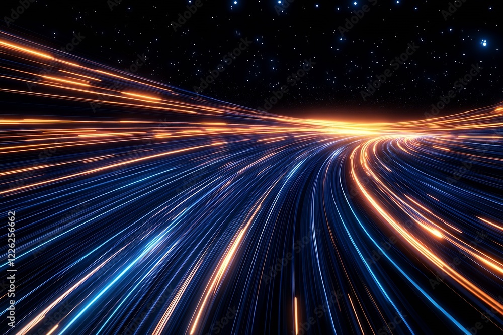 Aufkleber warp speed light trails creating illusory motion across a starry cosmic sky : generative ai