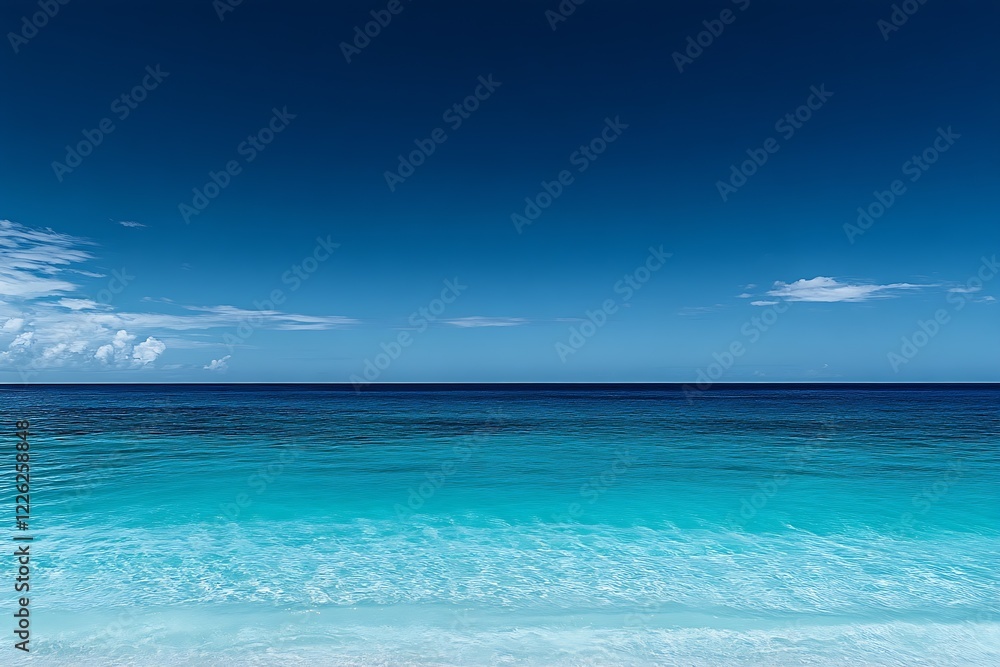 Poster tranquil ocean view with azure water and deep blue sky on a perfect summer day : generative ai