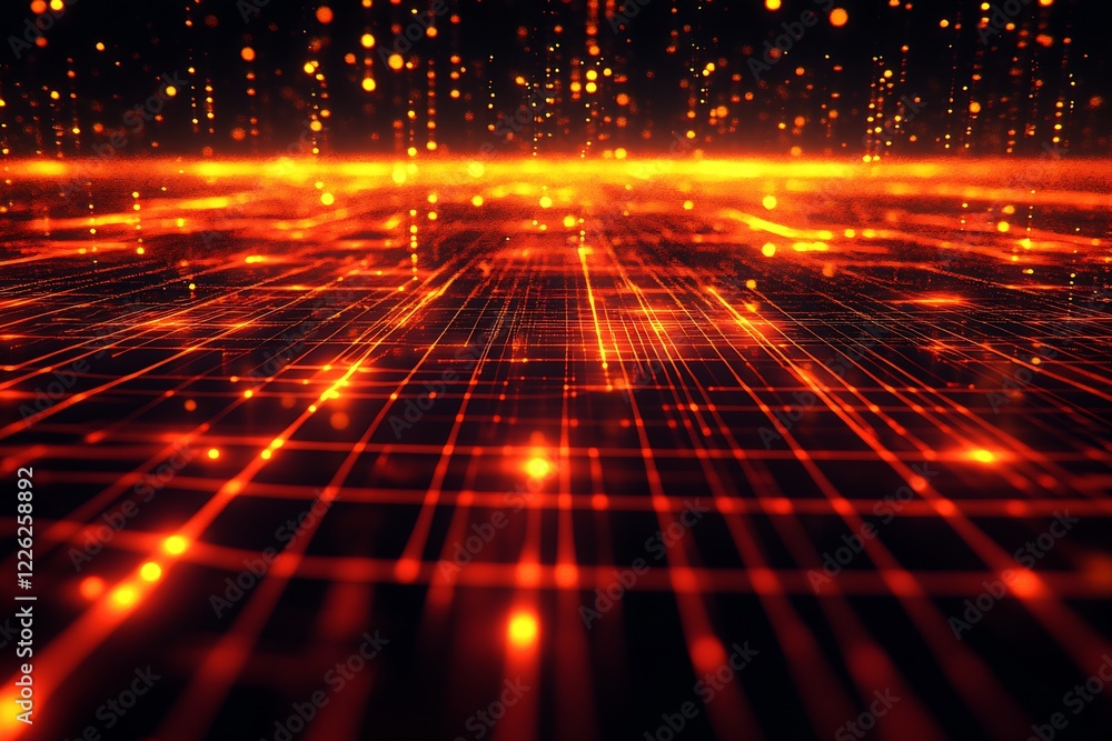 Poster technological abstract digital landscape with a high-tech grid design : generative ai