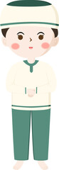 Flat illustration muslim boy pray