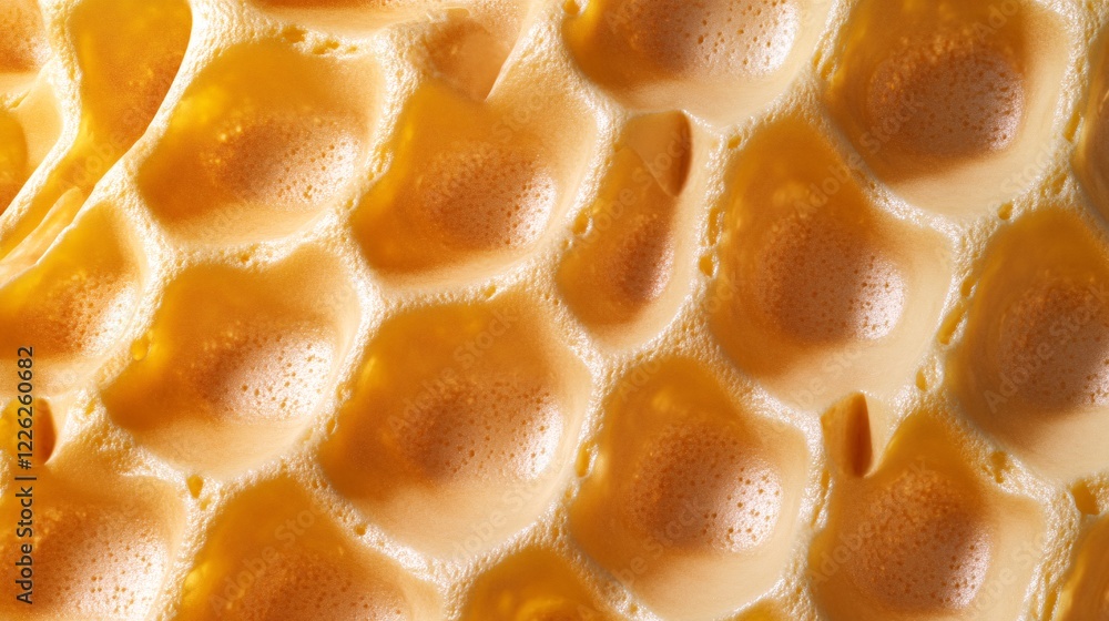 Poster Detailed view of a honeycomb displaying its intricate hexagonal pattern