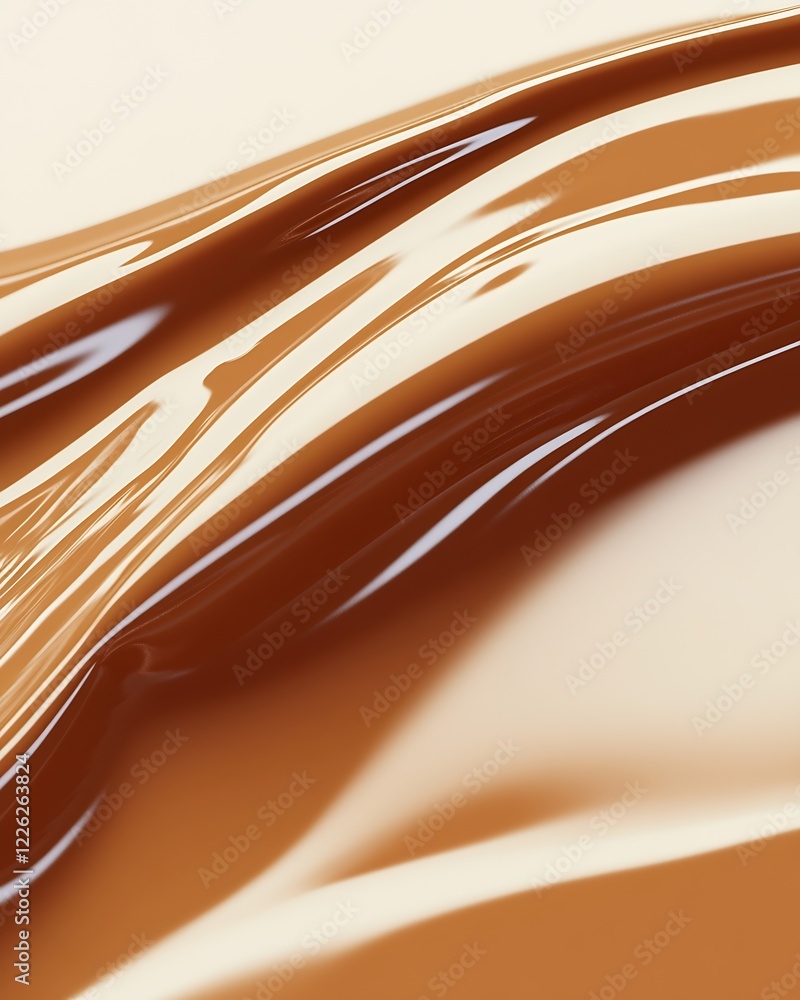 Fototapete smooth brown liquid close-up with glossy texture for backgrounds and abstract art projects : generat