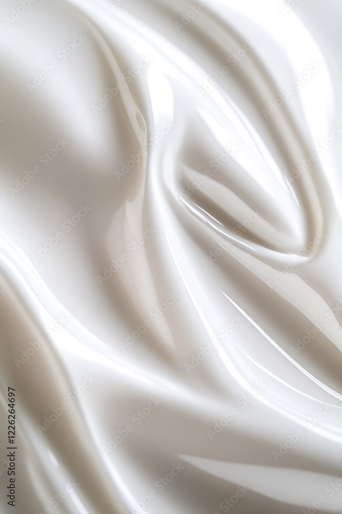 Aufkleber Smooth White Velvet Texture Abstract Background with Elegant Fluid Movement : Generative AI
