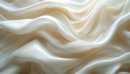Fototapeta premium Elegant White Silk Fabric Background with Intricate Folds and Soft Texture