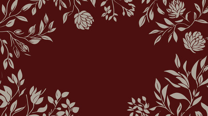 Fototapeta premium Elegant Floral Frame: Delicate White Vines on Burgundy