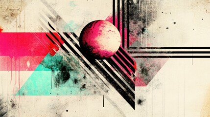 Abstract Geometric Art Featuring a Pink Sphere