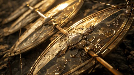 Shields or epic weapons: luminous swords or decorated bows