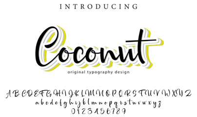 Coconut Font Stylish brush painted an uppercase vector letters, alphabet, typeface