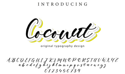 Coconut Font Stylish brush painted an uppercase vector letters, alphabet, typeface